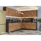 Panneau d'extrémité mural pour armoire de cuisine en aggloméré bleu/marron clair/argent/blanc/noir