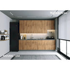 Panneau d'extrémité mural pour armoire de cuisine en aggloméré bleu/marron clair/argent/blanc/noir