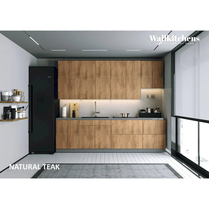 Panneau d'extrémité mural pour armoire de cuisine en aggloméré bleu/marron clair/argent/blanc/noir