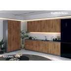 Panneau d'extrémité mural pour armoire de cuisine en aggloméré bleu/marron clair/argent/blanc/noir