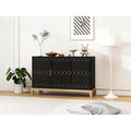 Buffet bahut noir antique à 3 portes avec étagère réglable et poignées dorées
