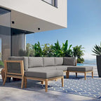 Canapé d'angle 6 places en teck Clearwater pour terrasse extérieure