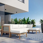 Canapé d'angle 6 places en teck Clearwater pour terrasse extérieure