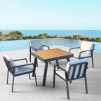 HIGOLD 6801 Nofi Salon de Jardin pour 4/6 personnes avec Coussins/Textile Gris, Structure en Aluminium, Plateau de Table Imitation Teck