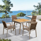 HIGOLD 6801 Nofi Salon de Jardin pour 4/6 personnes avec Coussins/Textile Gris, Structure en Aluminium, Plateau de Table Imitation Teck