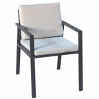 HIGOLD 6801 Nofi Salon de Jardin pour 4/6 personnes avec Coussins/Textile Gris, Structure en Aluminium, Plateau de Table Imitation Teck