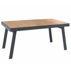 HIGOLD 6801 Nofi Salon de Jardin pour 4/6 personnes avec Coussins/Textile Gris, Structure en Aluminium, Plateau de Table Imitation Teck