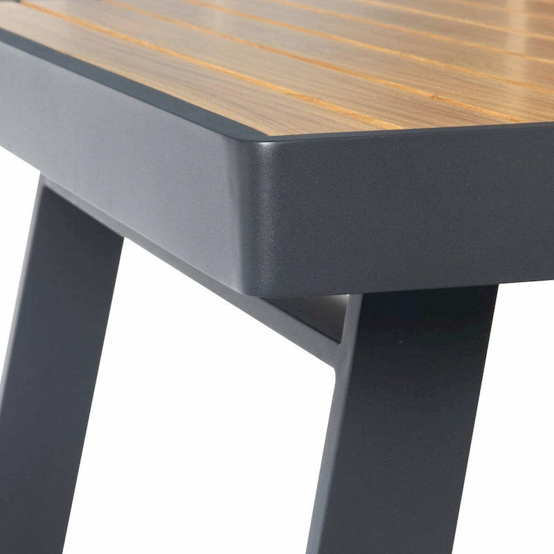 HIGOLD 6801 Nofi Salon de Jardin pour 4/6 personnes avec Coussins/Textile Gris, Structure en Aluminium, Plateau de Table Imitation Teck