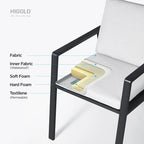 HIGOLD 6801 Nofi Salon de Jardin pour 4/6 personnes avec Coussins/Textile Gris, Structure en Aluminium, Plateau de Table Imitation Teck