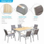 HIGOLD 6801 Nofi Salon de Jardin pour 4/6 personnes avec Coussins/Textile Gris, Structure en Aluminium, Plateau de Table Imitation Teck