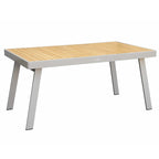 HIGOLD 6801 Nofi Salon de Jardin pour 4/6 personnes avec Coussins/Textile Gris, Structure en Aluminium, Plateau de Table Imitation Teck