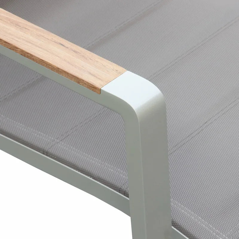 HIGOLD 6801 Nofi Salon de Jardin pour 4/6 personnes avec Coussins/Textile Gris, Structure en Aluminium, Plateau de Table Imitation Teck