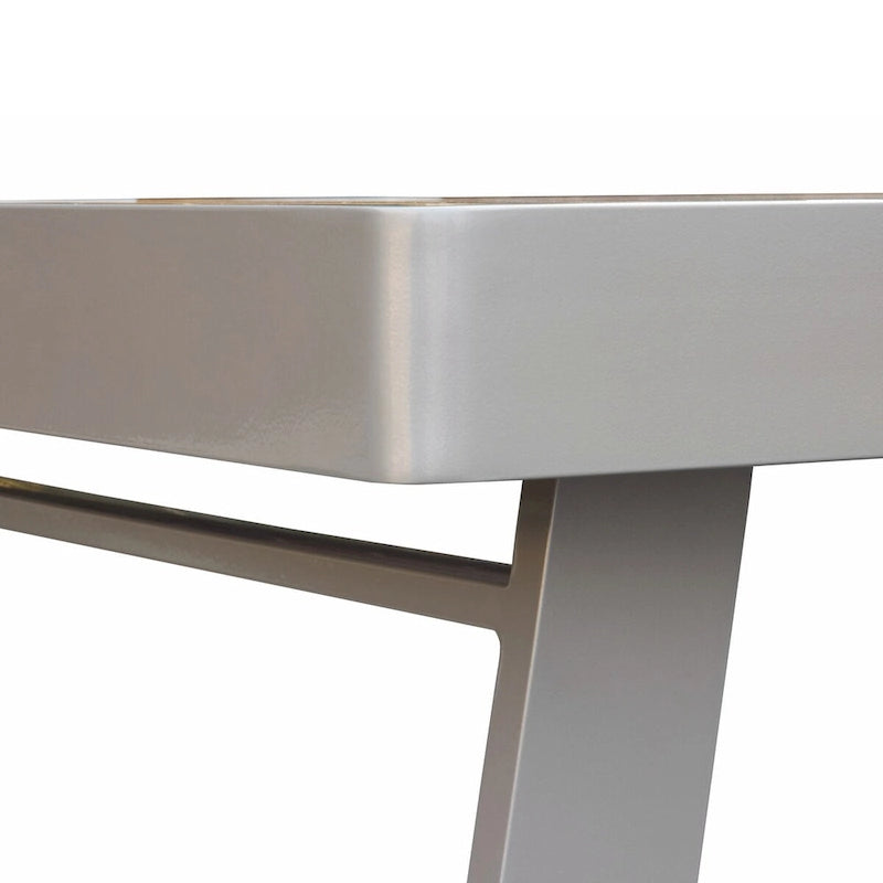 HIGOLD 6801 Nofi Salon de Jardin pour 4/6 personnes avec Coussins/Textile Gris, Structure en Aluminium, Plateau de Table Imitation Teck