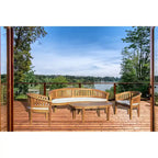 Ensemble de salon de patio Chic Teak Peanut en teck, 4 pièces, avec banquette triple, 2 fauteuils et table basse