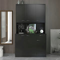 Grande armoire en MDF mélaminé noir/noyer/blanc/chêne avec 6 portes, 1 tiroir et 1 étagère ouverte