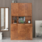 Grande armoire en MDF mélaminé noir/noyer/blanc/chêne avec 6 portes, 1 tiroir et 1 étagère ouverte