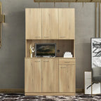 Grande armoire en MDF mélaminé noir/noyer/blanc/chêne avec 6 portes, 1 tiroir et 1 étagère ouverte