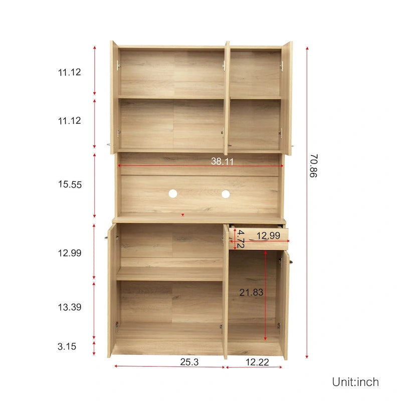 Grande armoire en MDF mélaminé noir/noyer/blanc/chêne avec 6 portes, 1 tiroir et 1 étagère ouverte