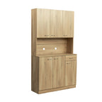 Grande armoire en MDF mélaminé noir/noyer/blanc/chêne avec 6 portes, 1 tiroir et 1 étagère ouverte