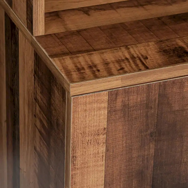 Grande armoire en MDF mélaminé noir/noyer/blanc/chêne avec 6 portes, 1 tiroir et 1 étagère ouverte