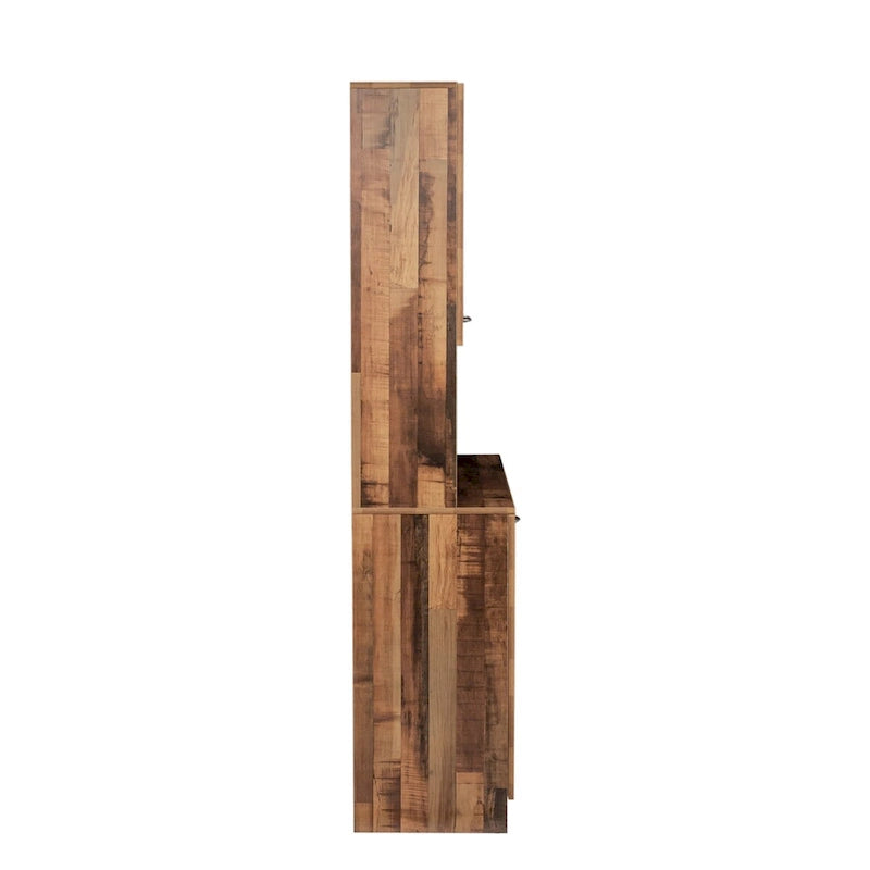 Grande armoire en MDF mélaminé noir/noyer/blanc/chêne avec 6 portes, 1 tiroir et 1 étagère ouverte