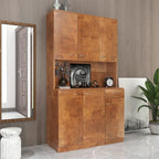 Grande armoire en MDF mélaminé noir/noyer/blanc/chêne avec 6 portes, 1 tiroir et 1 étagère ouverte