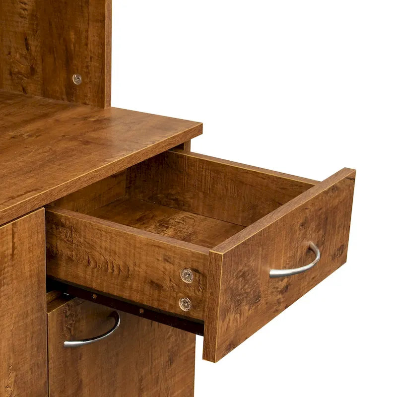 Grande armoire en MDF mélaminé noir/noyer/blanc/chêne avec 6 portes, 1 tiroir et 1 étagère ouverte