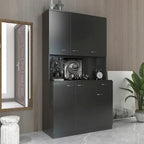 Grande armoire en MDF mélaminé noir/noyer/blanc/chêne avec 6 portes, 1 tiroir et 1 étagère ouverte