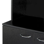 Grande armoire en MDF mélaminé noir/noyer/blanc/chêne avec 6 portes, 1 tiroir et 1 étagère ouverte