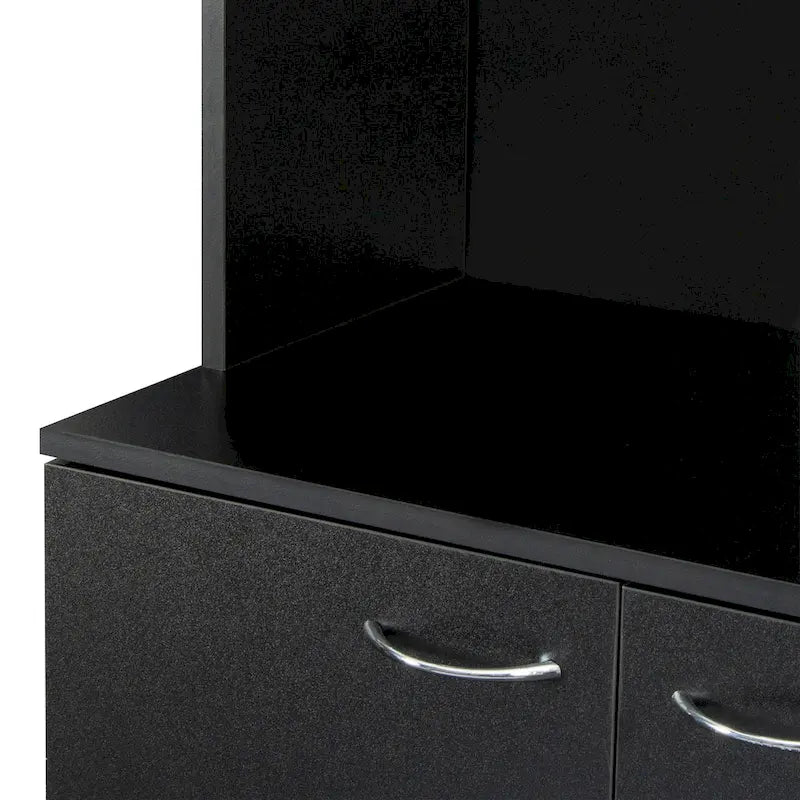 Grande armoire en MDF mélaminé noir/noyer/blanc/chêne avec 6 portes, 1 tiroir et 1 étagère ouverte