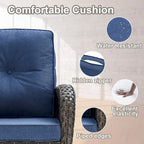 Fauteuils pivotants de patio en osier avec canapé 2 places et ottoman – Marron