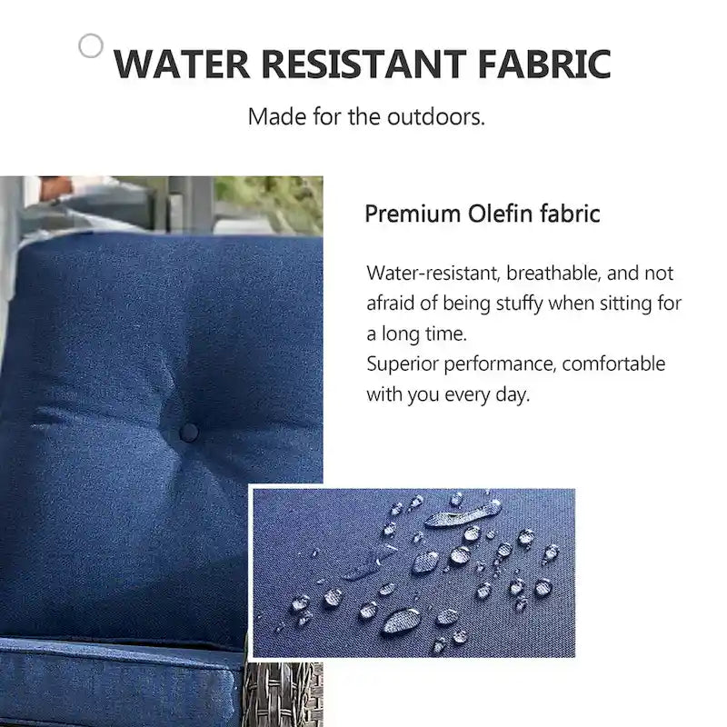 Fauteuils pivotants de patio en osier avec canapé 2 places et ottoman – Marron