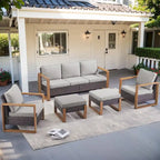 Ensemble de mobilier de patio en rotin 5 pièces - Marron