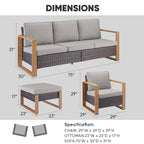 Ensemble de mobilier de patio en rotin 5 pièces - Marron