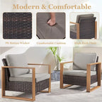 Ensemble de mobilier de patio en rotin 5 pièces - Marron