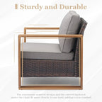 Ensemble de mobilier de patio en rotin 5 pièces - Marron