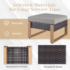 Ensemble de mobilier de patio en rotin 5 pièces - Marron