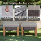 Ensemble de mobilier de patio en rotin 5 pièces - Marron