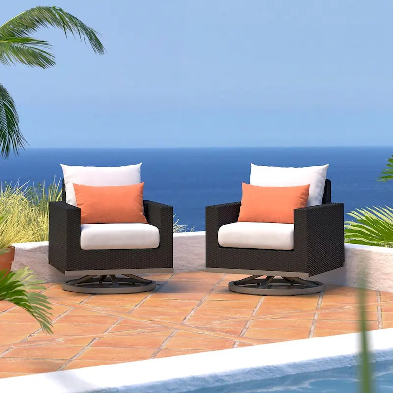 Fauteuils de jardin Milo Espresso 2 pièces Sunbrella avec mouvement