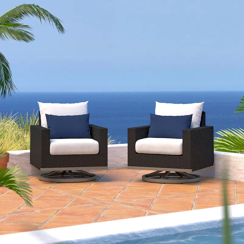 Fauteuils de jardin Milo Espresso 2 pièces Sunbrella avec mouvement