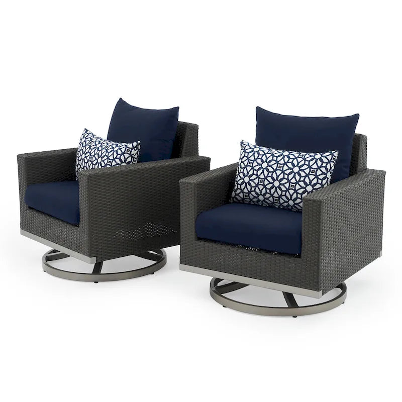 Fauteuils de jardin Milo Espresso 2 pièces Sunbrella avec mouvement