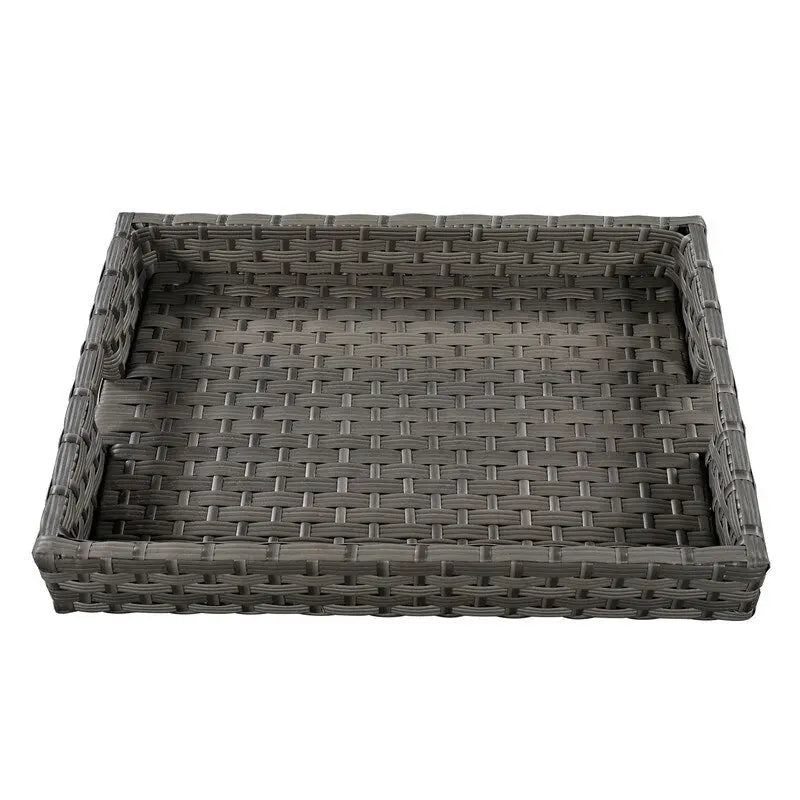 Ensemble de conversation d'extérieur 6 pièces avec pouf, coussins et petites tables d'appoint