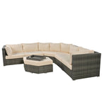 Ensemble de conversation d'extérieur 6 pièces avec pouf, coussins et petites tables d'appoint