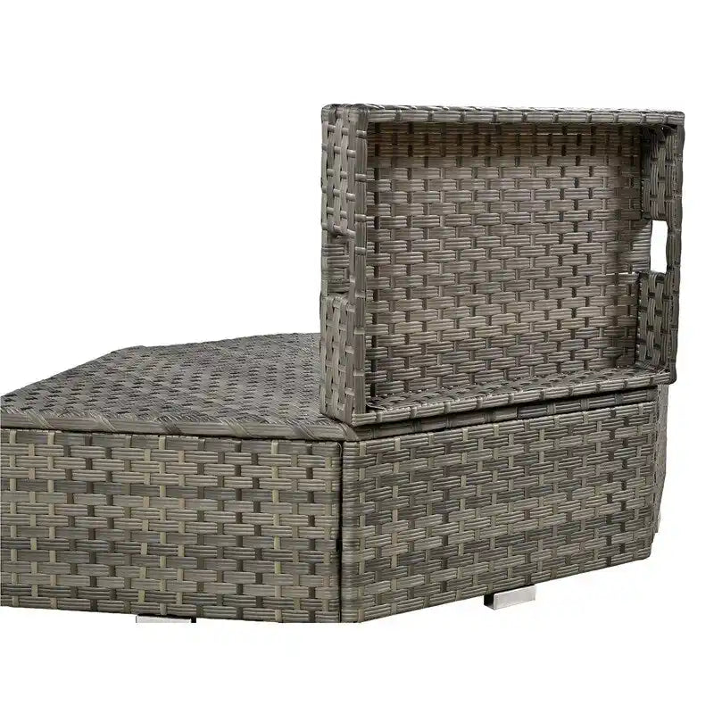 Ensemble de conversation d'extérieur 6 pièces avec pouf, coussins et petites tables d'appoint
