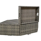 Ensemble de conversation d'extérieur 6 pièces avec pouf, coussins et petites tables d'appoint