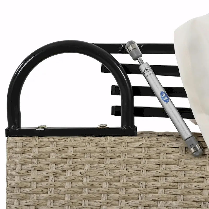 Bain de soleil double en rotin tressé d'extérieur avec auvent rétractable