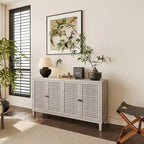 Meuble de Rangement Buffet en Bois Naturel MDF et Sapin avec Portes à 4 Volets et Étagères Réglables