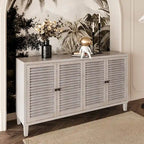 Meuble de Rangement Buffet en Bois Naturel MDF et Sapin avec Portes à 4 Volets et Étagères Réglables