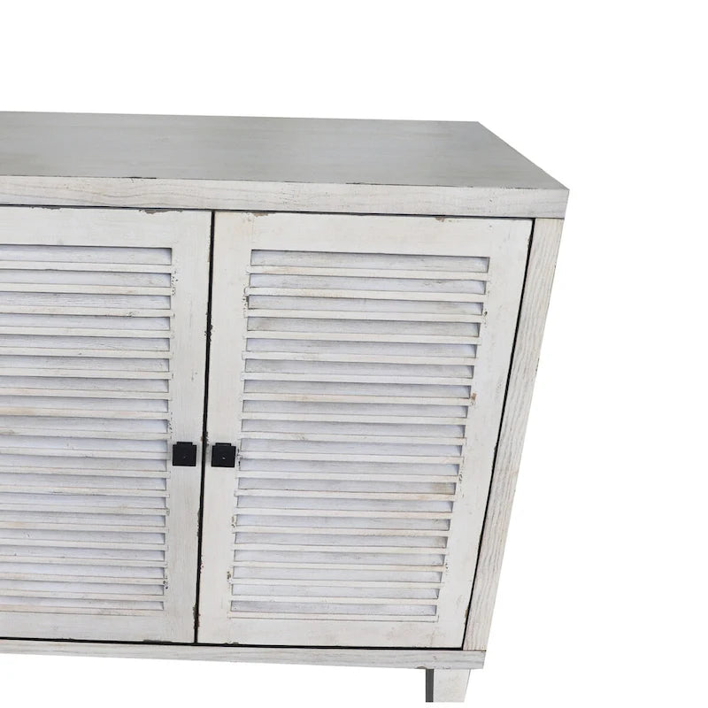 Meuble de Rangement Buffet en Bois Naturel MDF et Sapin avec Portes à 4 Volets et Étagères Réglables