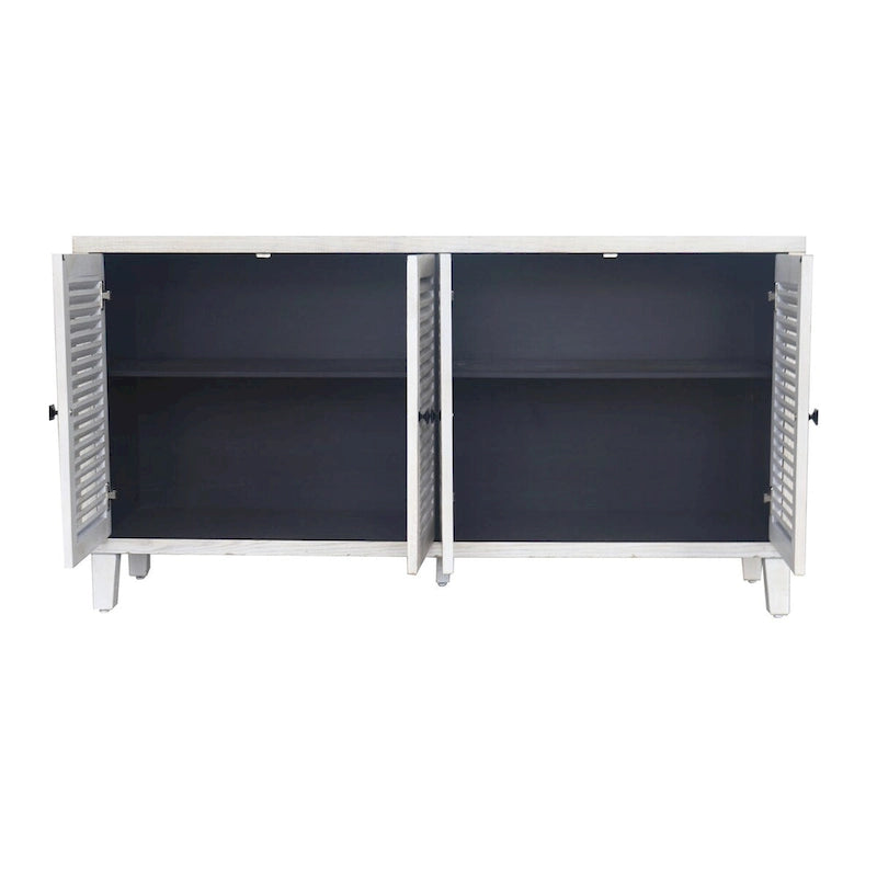 Meuble de Rangement Buffet en Bois Naturel MDF et Sapin avec Portes à 4 Volets et Étagères Réglables